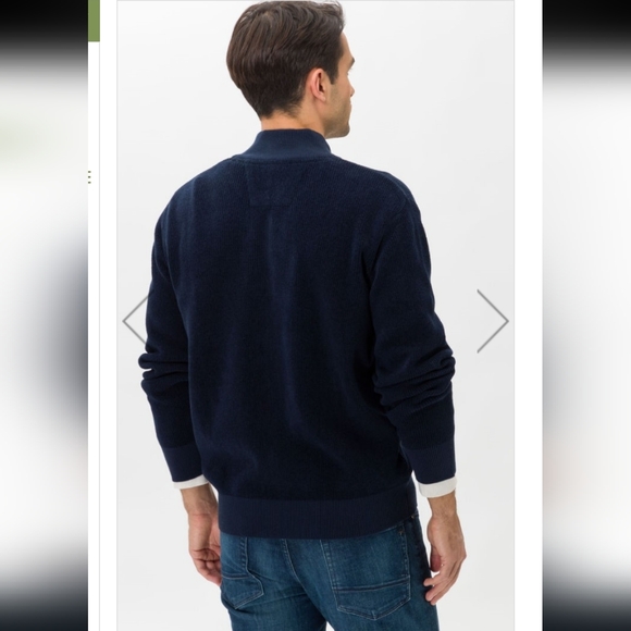 Brax Feel Good Jake Zip Through Navy Heather Zippered Pockets Sweater Dize XL - Picture 2 of 13